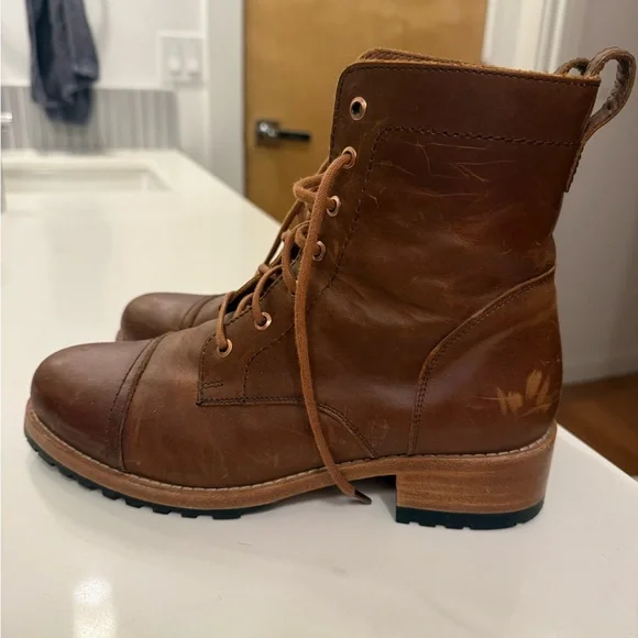 Patina—Brown Lace-Up Leather Boots - Picture 2 of 7